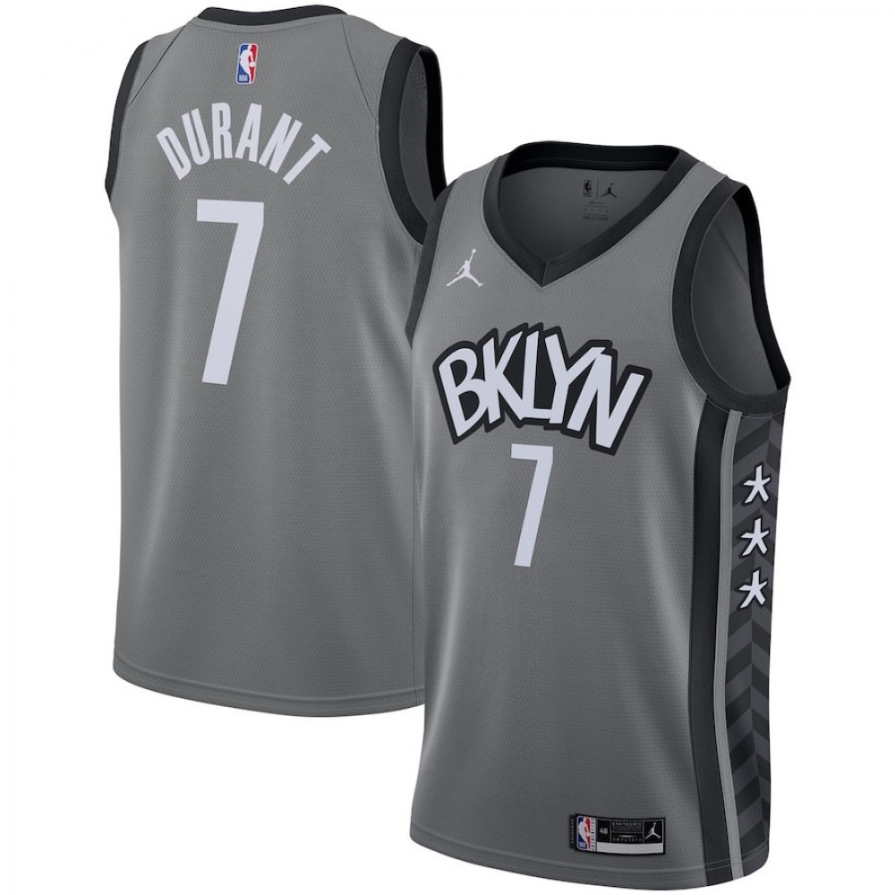 Men's Brooklyn Nets Kevin Durant #7 Jordan Gray 2020/21 Swingman Jersey - Statement Edition-Pro Kit Vault | Brand New 26/27 Sports Jerseys